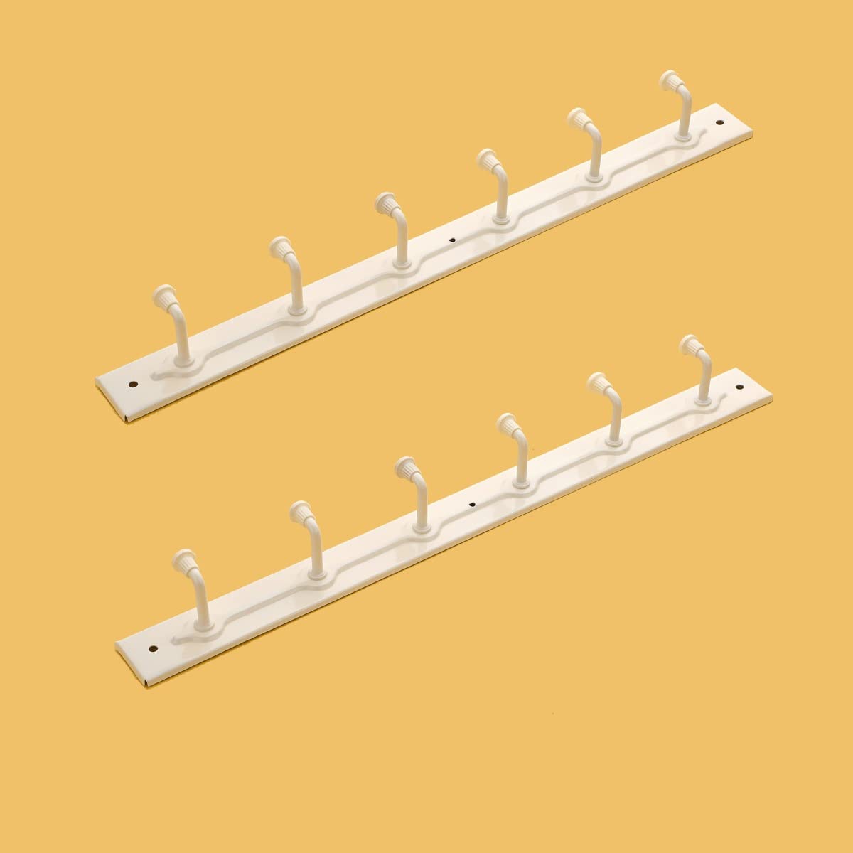 iSTAR Iron 6 Pin Cloth Hanger Wall Mounted Door Mounted Bathroom Cloth Wall Hook, Door Hooks Rail for Hanging Keys, Ivory