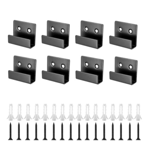 Image of TileDisplay Wall Hanger, 8 Pcs Stainless Steel Wall Mount Brackets Hook, Heavy Duty Tile Hanger for Mirrors, Picture Frame Ceramic Wall Display (Black Inner Width 10mm /0.39 inch)