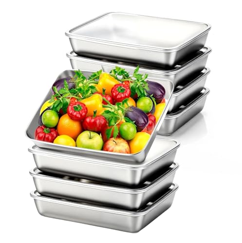 La Mejor Lista de Recipiente con tapa - los más vendidos. 41 Recipientes de Acero Inoxidable para Almacenar Alimentos con Tapas, 8 Recipientes Apilables para Preparar Comidas, Bandeja de Cocina con Tapa para Picnic, Barbacoa, Fiesta o Viaje