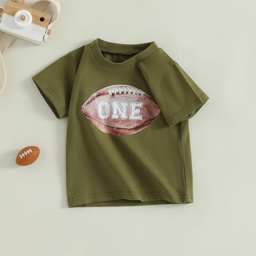 Infant Baby Boys First Birthday Outfit 1st Birthday T-Shirt 1st Year Down One Football Short Sleeve Top2