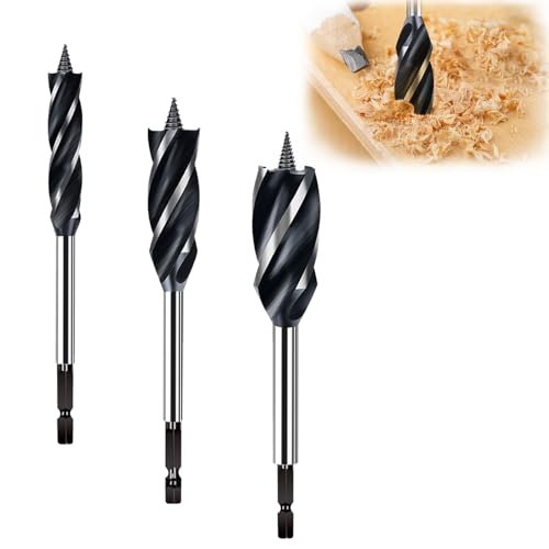 3 Stück Profi Holzbohrer Set, Holzbohrer Bohrer Set, Schneckenbohrer Selbstvorschub Stahl Schlangenbohrer inkl 12mm, 20mm, 25mm,für Holzbearbeitung