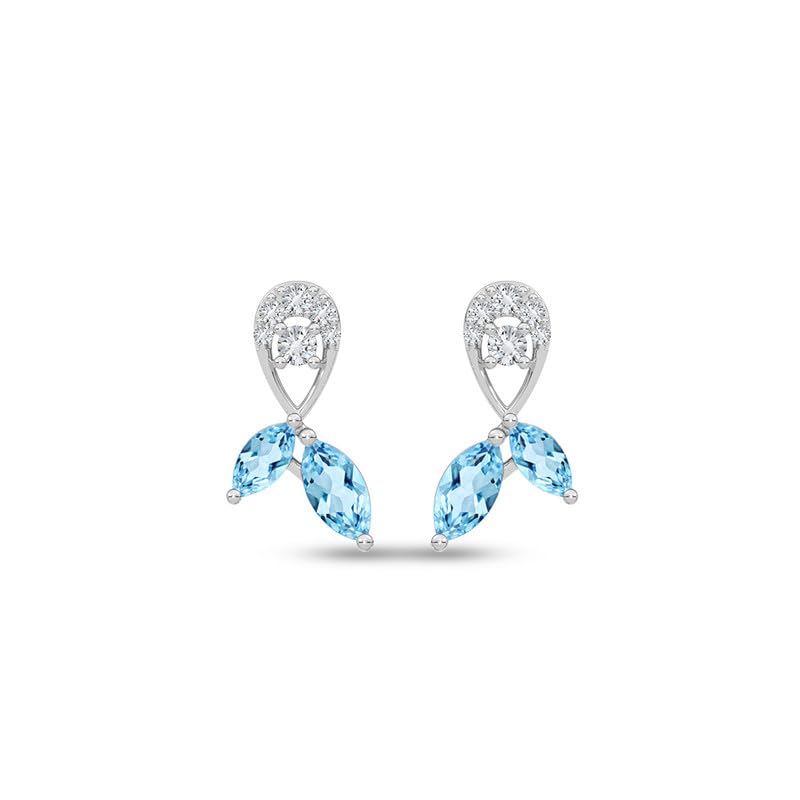 Image of CLARA 925 Sterling Silver Stud Earrings | Platinum Plated | Daily Wear |Gift for Women and Girls