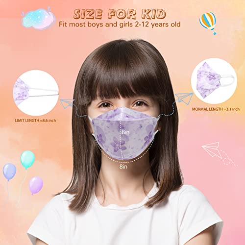 Logao【60 Packs Individually Packaged】 Of Kf94 Disposable Fish Mouth Type Child Safety Four-Layer Protective Mask, Kids Disposable Face Masks Comfortable Breathable ,And Protection Rate Of 95% ,Suitable For Kids And Small Small Faces #TOP2