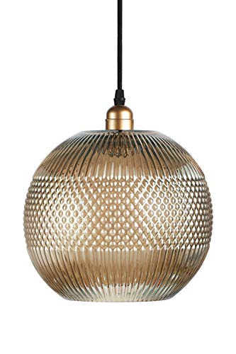 Preisvergleich Produktbild One Couture Design-Pendelleuchte Glashängeleuchte Deckenlampe Grau Kupfer Glas Goldgrau