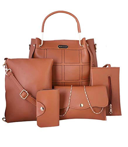 Handbags for Women Purse Set Top Handle Satchel Tote Shoulder Bags Large Leather 5pcs Set (HANDBAGS)