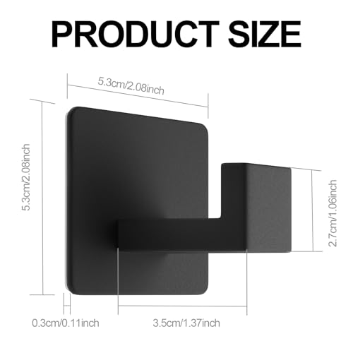 PMMASTO Black 4 Pack Self Adhesive Wall Hooks for Hanging, Stick On Wall Hanger Hook for Shower, Robe, Hat - Aluminium view 5