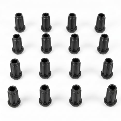 Image of MASSFX 16-Pack Durable Black 14mm Hex Lug Nuts, 32mm Length, & 10x1.25 Thread - Heavy Duty Replacement Lug Nuts for Golf Cart Wheels, Fits Most EZGO, Club Car & Yamaha Golf Cart Wheels