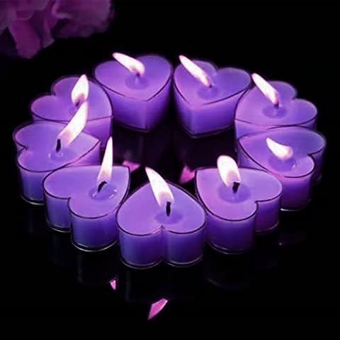 Conjunto de 9 Velas de Té en Forma de Corazón Púrpura Cover