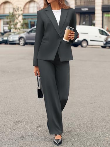 Women's 2 Piece Business Casual Outfits Blazer Wide Leg Pants Matching Dressy Formal Suit Sets - Image 3
