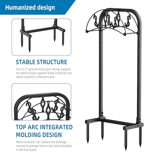 Image of Garden Hose Holder, Water Hose Holder with 4 Spikes, Hose Reel Holds 150ft Hose, Freestanding, Heavy Duty Hose Stand Hose Hanger Hose Storage Hose Organizer for Outside Lawn Yard