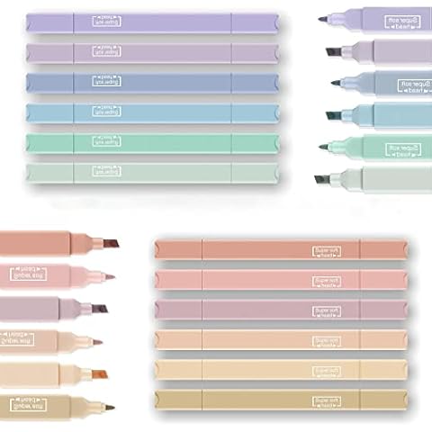 konket 12Pcs Aesthetic Cute Highlighters Bible Pastel Highlighters and Pens no bleed Assorted Colors Highlighters for School Supplies and Office Journal DIY Home Cover