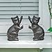 Sungmor Cast Iron Cat Sculpture Decorative Bookends, Animal Book End for Shelves Vintage Home Office Decor, Funny Bookend to Hold Books, Set of 2 Antique Brown Cat Statues