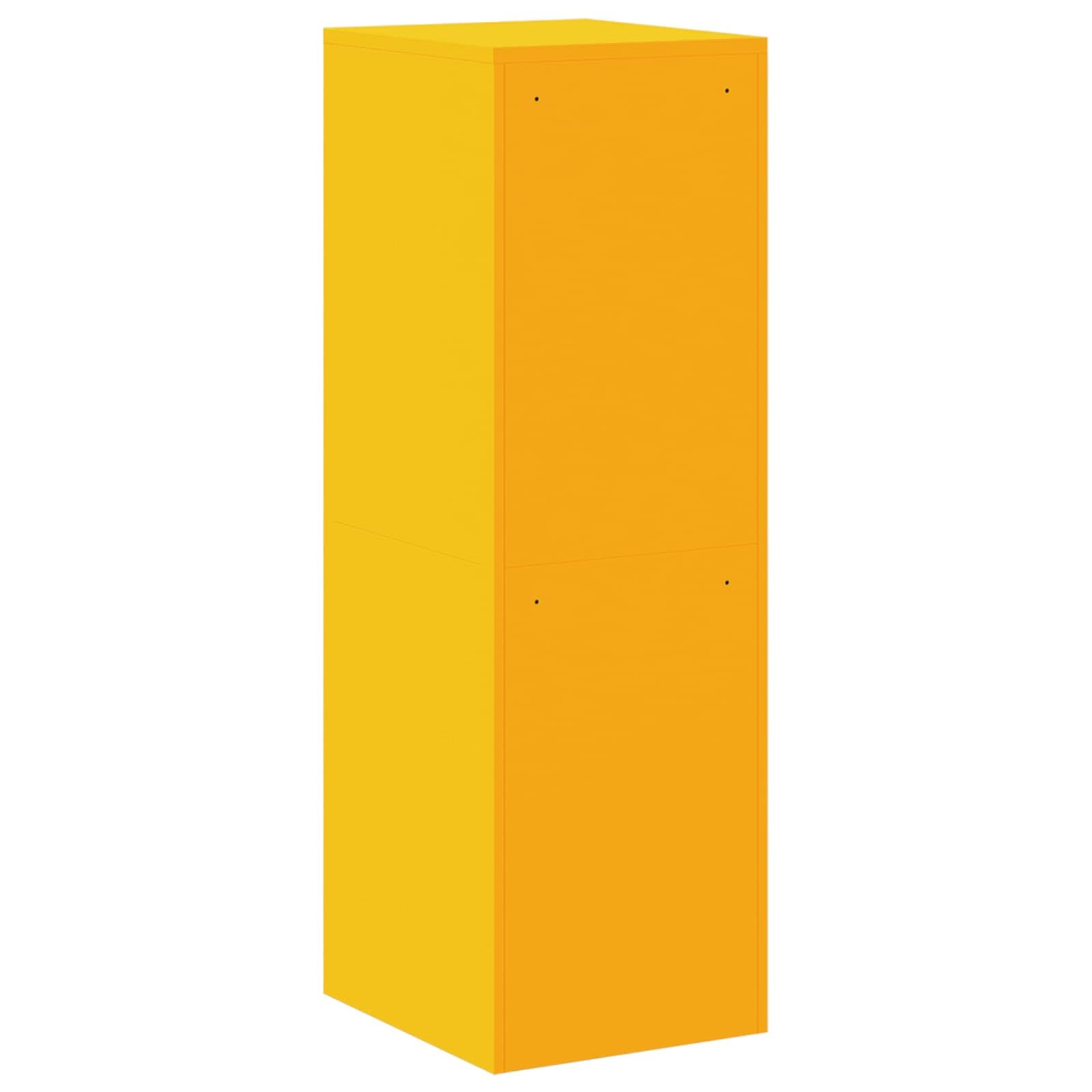 Armadietto moderno con cassetti, 2 pezzi, giallo senape, 44 x 50 x 106,5 cm, mobili da ufficio in acciaio freddo con serrature a cilindro e scaffali estraibili per professionisti