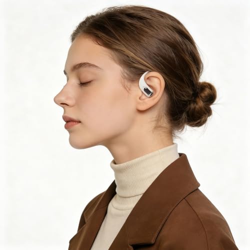 PDSKEPZ Open Ear Earbuds, IPX4 Waterproof Running Headphones for Gym Beige, Bluetooth 5.4 Wireless Earphones, 48H Playtime, Lightweight Earbuds with Ear Hooks - image 4
