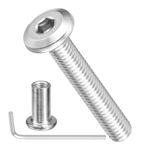 Image of METALLIXITY Furniture Crib Screws Replacement Set with Wrench(M6-1x35mm) 12Pcs, Connector Bolts M6 Screw Barrel Nuts Binding Screws, for Chair Cabinet Bed, Silver