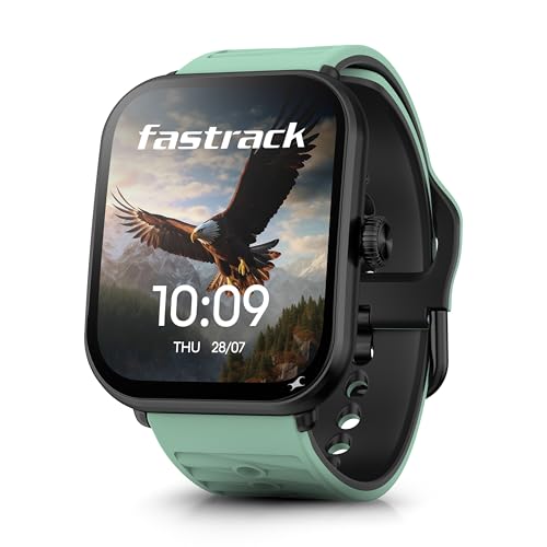 Fastrack MYND 1.93” AMOLED Display Smart Watch for Men & Women with AI Watch Faces,AI Chat,Offline Voice Commands,Curved Metallic Design,Functional Crown,BT Calling, Health Suite,100+ multisport modes