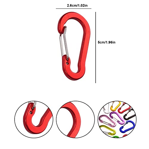 Clyhon Karabinerhaken, robust, klein, stabil, Schlüsselanhänger, Zubehör, Federschnapper, für Wandern, Camping, Angeln, Nicht zum Klettern, Mini-Größe, 10 Stück, Mehrfarbig