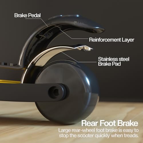 Image of Baybee Alpha Kick Scooter for Kids, Smart 3 Wheel Kids Scooter with 4 Height Adjustable Handle, Runner Scooters with Led PU Wheels & Brake, Skate Scooters for Kid 3 to 10 Years Boys Girls (Yellow)