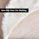 Ruedong Faux Fur Fell Teppich Schaffell Weiß 60x90 cm, Longhair Flauschiger Teppich Lammfell für Wohnzimmer Weicher Deko Schlafzimmer Stühle Sofa