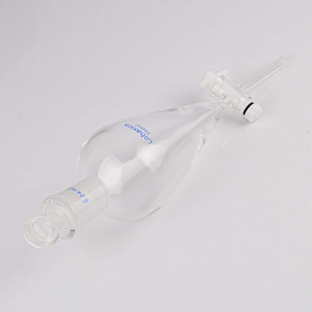 Labasics Imbuto Separatore Conico in Vetro Borosilicato 250ml con Rubinetto di Arresto in PTFE