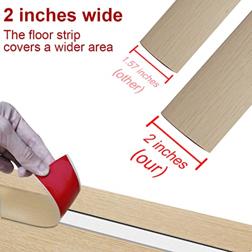 Floor Transition Strip Self Adhesive Vinyl Floor Transition Strip, Floor Flat Divider Strip For Joining Floor Gaps,Carpet Threshold Transition Wood Grain Design (2Inwide,3.28Ft, Yellow, 1) #TOP1