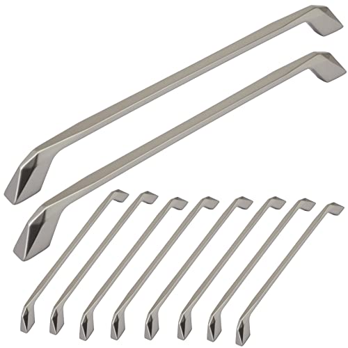 Image of Atom Pack of 10 Pieces, 12.8 inches Zinc Cabinet Pull Handle | Silver Satin Finish | Office Wardrobe Furniture Kitchen Drawer Push Bar, 229
