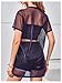 Floerns Women's See Through Sheer Mesh Night Out Dress Short Sleeve Round Neck Club Short Dress-S Purple