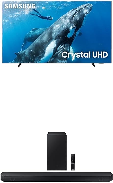 98-Inch Class 4K Crystal UHD DU9000 Series HDR Smart TV, Object Tracking Sound Lite, (UN98DU9000, 2024 Model) w HW-Q600C 3.1.2ch Soundbar w/Dolby Audio, (Newest Model)