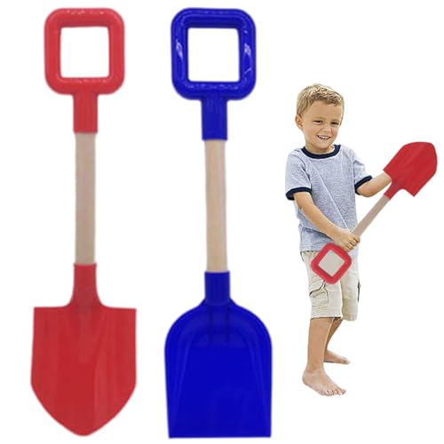 Chovela de Playa de 2 Piezas, Palabra de plástico de ABS Rojo de ABS con Mango de Madera, Herramientas de Arena de Doble función para Construir, Esculpir o cavar