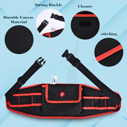 Image of PAHAL 24 Inch Adjustable Nylon Tool Belt - Heavy Duty 7 Pocket Utility Work Belt with Tool Pouch for Electrician, Technician, Carpenter, Plumber & Service Engineer, Durable Waist Tool Organizer