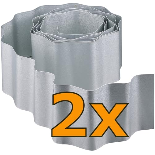 workingHOUSE Rasenkante Metall für Beet, Garten – Optimale Wurzelsperre – Flexible Raseneinfassung Beeteinfassung, Gemüsebeet-, Gartenumrandung, Mähkante, Beetbegrenzung (5 m x 15 cm) (2 Rollen)
