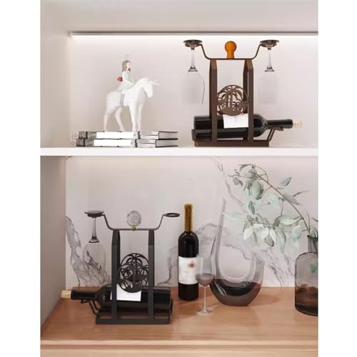 Soporte para botellas de vino de hierro para mesa miniatura 5