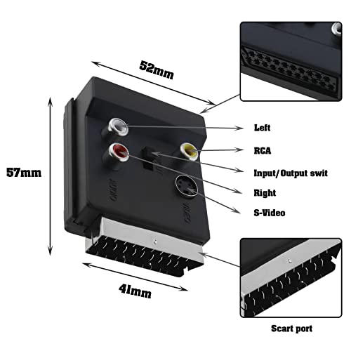 SG Store SCART to 3 RCA S-Video Adapter IN OUT Scart Male to Scart Female S-Video 3 RCA Audio Adapter Converter for CD Players Satellite Receivers Cordless Phones - Image 4