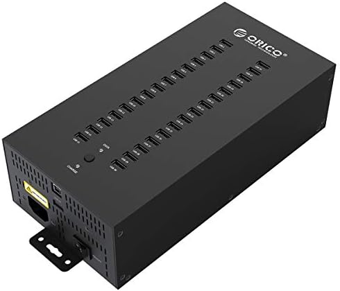ORICO Industrial USB Hub, 300W Powered Data Hub, 30 Port USB 2.0 Splitter, Full Metal Case, Wall Mountable Support Phone/Tablet Charging, Refurbishing and Brush, Batch Data Transfer