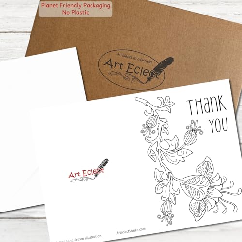 Image of Art Eclect Adult Coloring Thank You Cards - Greeting Cards to Color