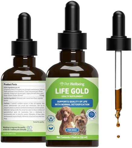 Pet Wellbeing - Life Gold for Dogs - Natural Cancer support for Dogs - 2oz (59ml)