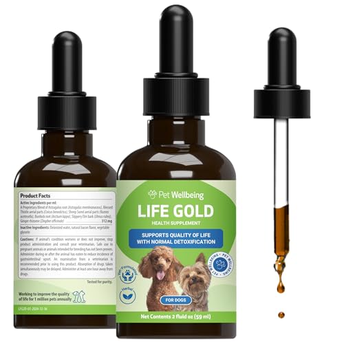 Pet Wellbeing Life Gold for Dogs - Vet-Formulated - Immune Support and Antioxidant Protection - Natural Herbal Supplement 2 oz (59 ml)