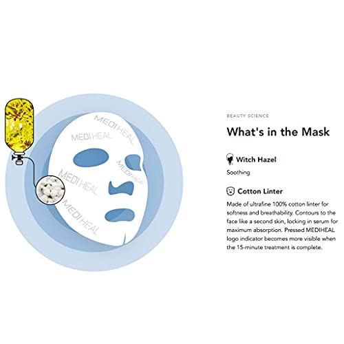 Mediheal Official [Korea's No 1 Sheet Mask] - 10 Pack N.m.f Intensive Hydrating Mask/Ultra Moisturizing & Soothing 100% Cotton Sheet Facial Mask, Nmf & Hyaluronic Acid & Witch Hazel Contained #TOP3