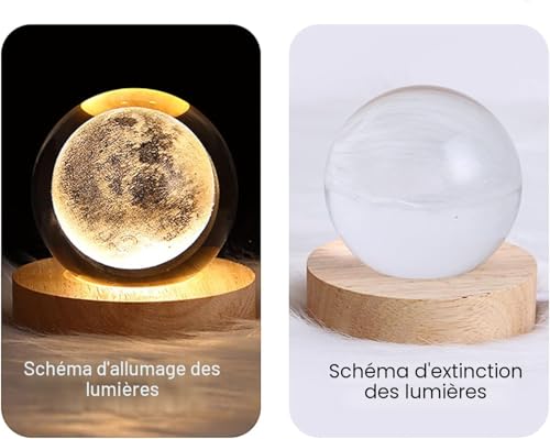 Veilleuse 3D Cristal Saturne LED USB, DRYFAL