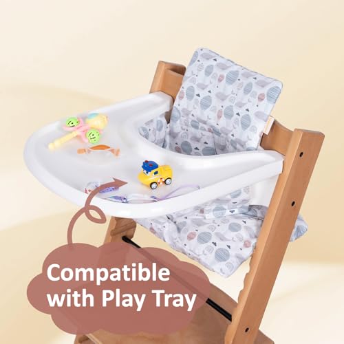 Image of Extra Padded Soft Dining Chair Seat Cushion, Wateproof & Wipe Clean Cushion for Stokke Tripp Trapp High Chair, 18 inch L x 11 inch W, Compatible & Convertible Design (Sweet Dreams-Whales & Balloons)