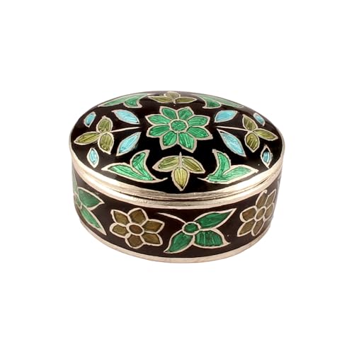 Meenakari Floral Trinket Box Container Handmade 925 Sterling Silver Sindoor Box Brides Jewelry Birthday Gift For Her