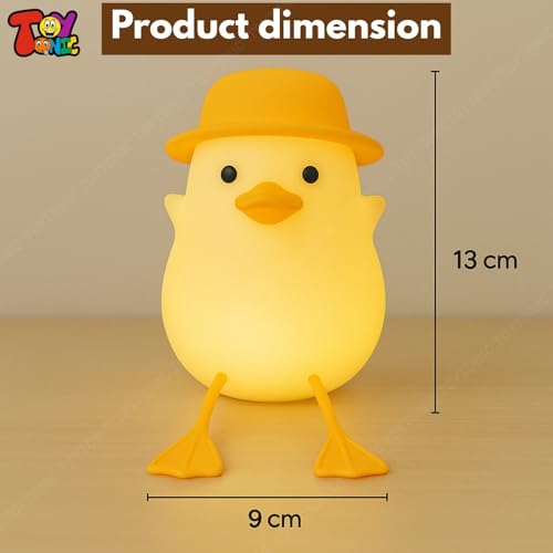 Image of TOYTONIC Silicone Duck Night Lamp Soft LED Bedside Light with Touch Control & 7-Color Changing, USB Rechargeable Nursery Lamp for Kids Bedroom, Cute Animal Shape Baby Nightlight & Gift, Mobile Holder