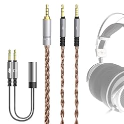 Geekria Apollo Câble audio en cuivre monocristallin compatible avec casque de jeu audiophile VZR Model One, 3,5 mm vers double 3,5 mm (1,5 m) - Les Beatles, Paul McCartney, John Lennon, RIngo Starr, George Harrison