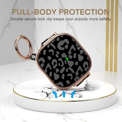 Image of Maxjoy for AirPods 4 Case with Lock, Cute AirPods 4 Case Lock Protective Hard AirPod 4 Generation Cover for Women Men with Keychain Clip for AirPod 4th Generation Cover 2024, Grey Leopard