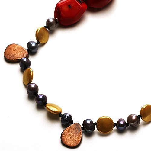 Looklove Womens Jewelry Genuine Red Turquoise Necklace 36" Long Necklace #TOP3