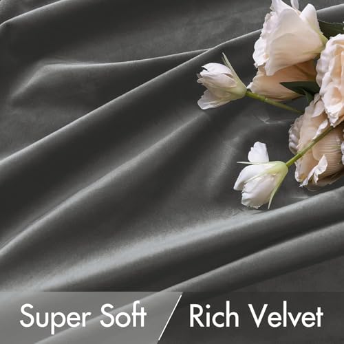 Image of MIULEE Velvet Curtains 52x96 inches 2 Panels Gray Blackout Curtains | Luxury, Bedroom Living Room, Thermal Insulated, Super Soft Window Drapes, Rod Pocket & Back Tab