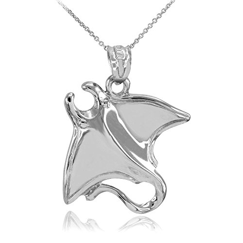 Fine 925 Sterling Silver Sting Ray Pendant Necklace, 16 