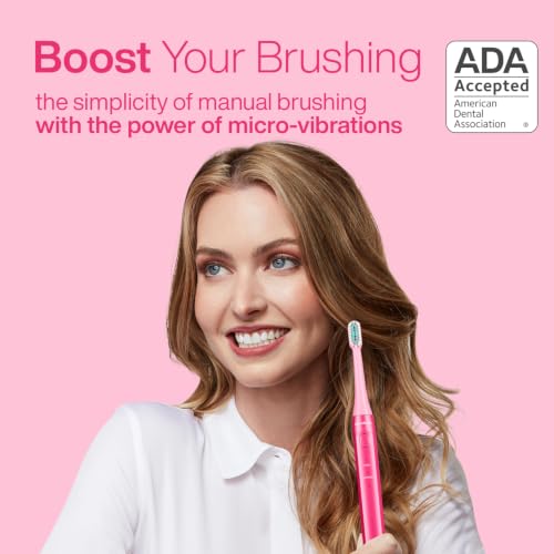 Image of Aquasonic Icon ADA-Accepted Rechargeable Toothbrush | Magnetic Holder & Slim Travel Case | 2 Brushing Modes & Smart Timers | Gentle Micro-Vibrations (Electric Pink)