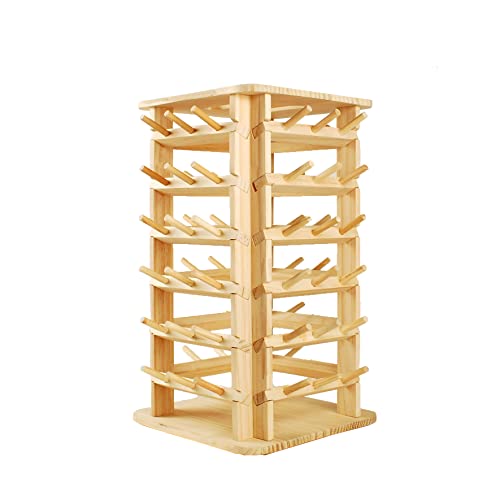 Image of BAENRCY 72-Spool 360 Fully Rotating Wooden Thread Holder Sewing and Embroidery Thread Rack and Organizer Thread Rack for Sewing