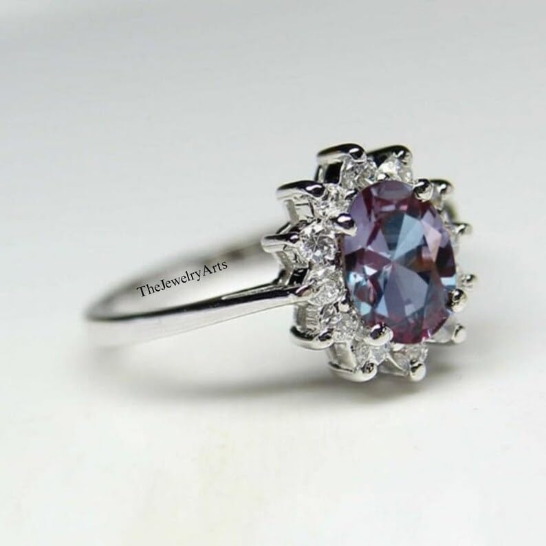 Handmade Vintage Alexandrite Engagement Ring Elegant Traditional Gift for Her, Timeless and Meaningful Anniversary Jewelry Piece
